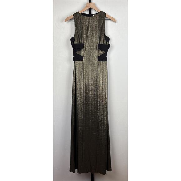 Galvan Dresses & Skirts - Galvan London Metallic Gold Maxi Dress Womens 6 Strap Detail Sleeveless Formal